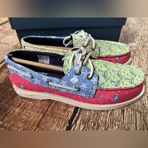 Vineyard Vines x Sperry Colorful Heritage Patchwork Boat Shoe -Size 8